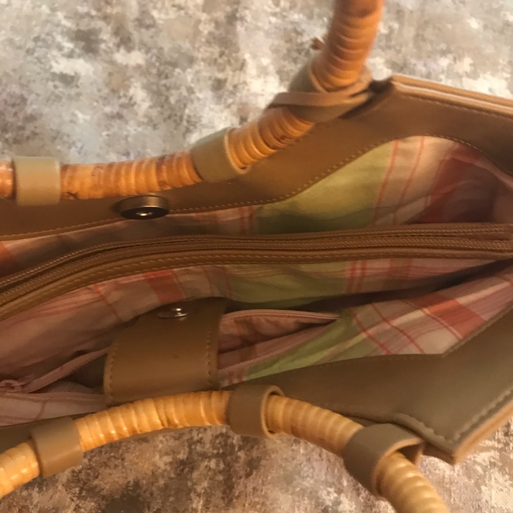 Fossil Woven Straw Tote Bag w Bamboo Ring Handles - Picture 7 of 10